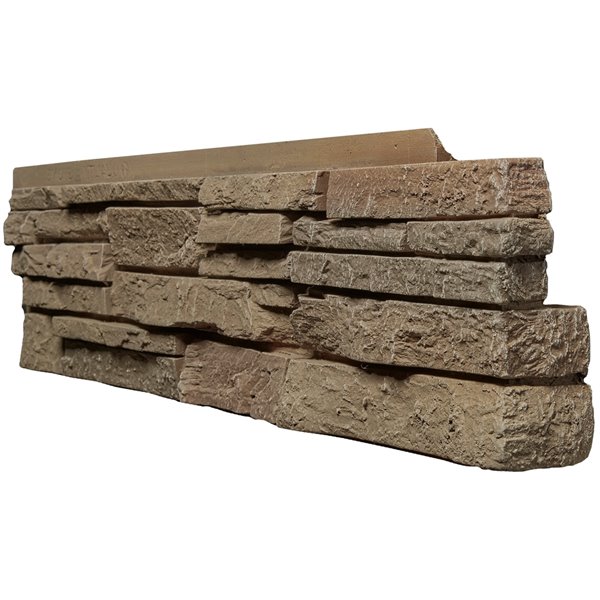 Coins droits Stacked Stone de Quality Stone, brun clair, paquet de 4