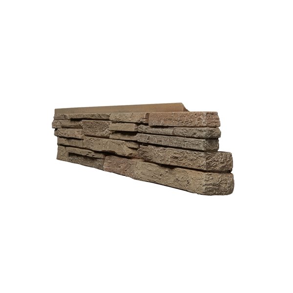 Coins droits Stacked Stone de Quality Stone, brun clair, paquet de 4