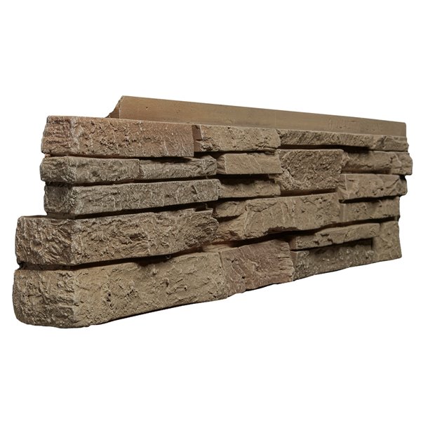 Coins gauche Stacked Stone de Quality Stone, brun clair, paquet de 4