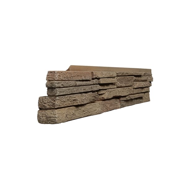 Coins gauche Stacked Stone de Quality Stone, brun clair, paquet de 4