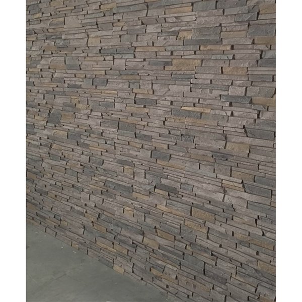 Coins droits Stacked Stone de Quality Stone, gris-brun, paquet de 4