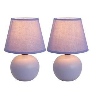 Lampes de table Simple Designs avec mini globe en céramique violet, ens. de 2