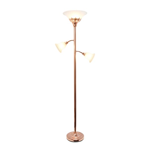 Elegant Designs 3 Light Floor Lamp with Scalloped Glass Shades - 71-in