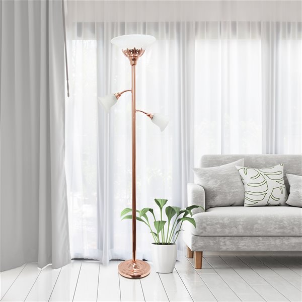 Elegant Designs 3 Light Floor Lamp with Scalloped Glass Shades - 71-in