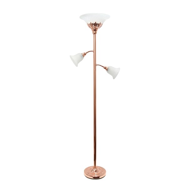 Elegant Designs 3 Light Floor Lamp with Scalloped Glass Shades - 71-in