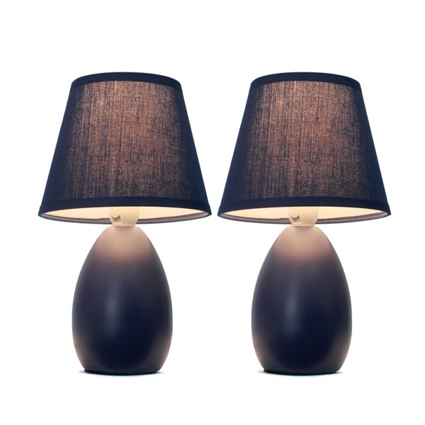 Simple Designs Mini Egg Oval Ceramic Table Lamp Blue - Set of 2