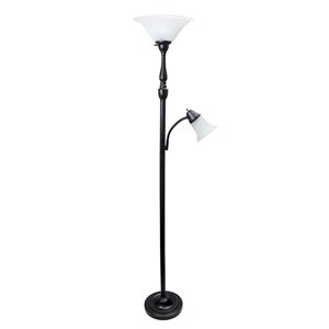 Lampe sur pied avec étagère par Elegant Designs noire de 15,7 po LF1023-BLK