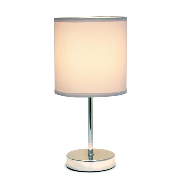 Simple Designs Chrome Mini Basic Table Lamp with Fabric Shade - Chrome and Slate Grey - 11-in