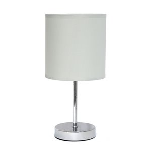 Simple Designs Chrome Mini Basic Table Lamp with Fabric Shade - Chrome and Slate Grey - 11-in