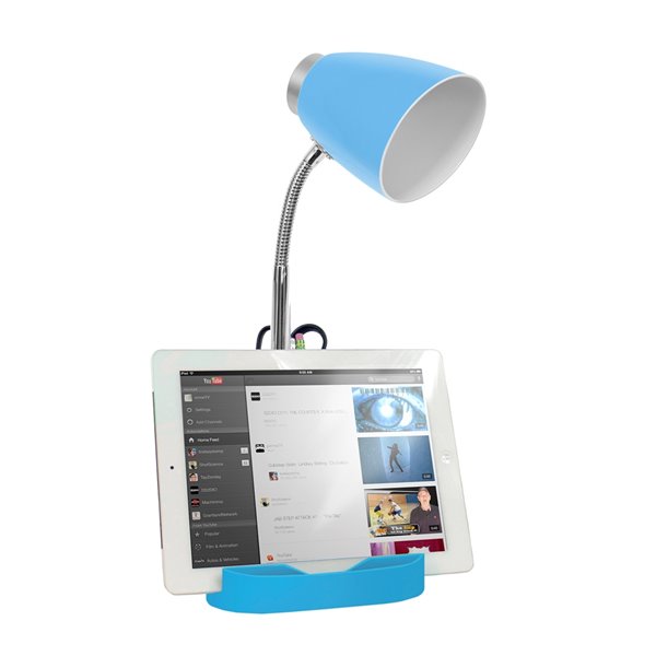 LimeLights Gooseneck Organizer Desk Lamp - Blue - 18.5-in