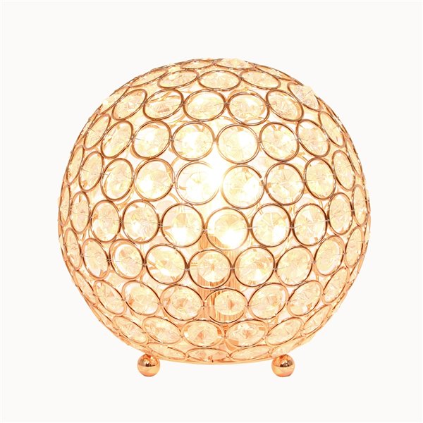 Lampe de table Elipse de Elegant Designs en paillettes de cristal, or rose, 8 po