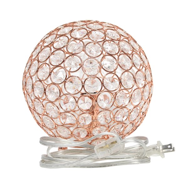 Lampe de table Elipse de Elegant Designs en paillettes de cristal, or rose, 8 po