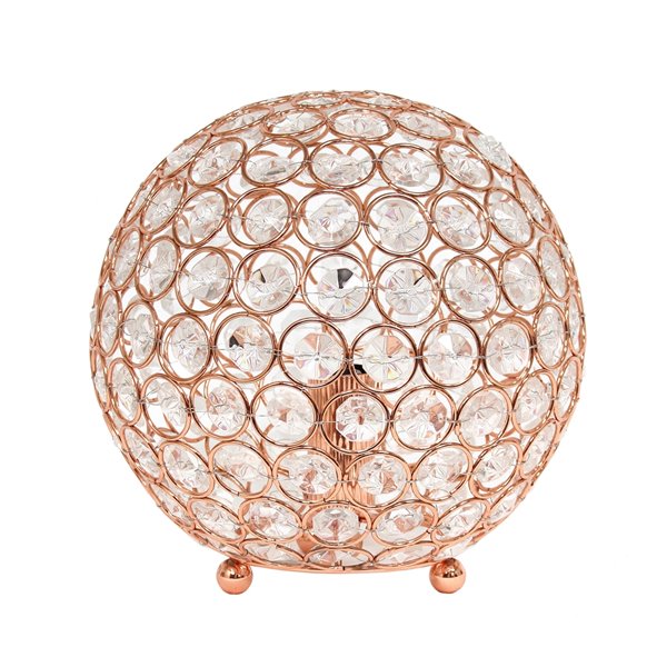 Lampe de table Elipse de Elegant Designs en paillettes de cristal, or rose, 8 po