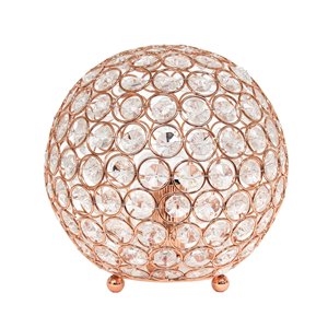 Lampe de table Elipse de Elegant Designs en paillettes de cristal, or rose, 8 po