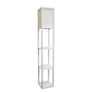 Simple Designs Floor Lamp Etagere Organizer Storage Shelf with Linen Shade