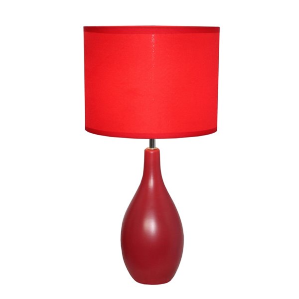 Simple Designs Oval Bowling Pin Base Ceramic Table Lamp - Red - 18.11-in