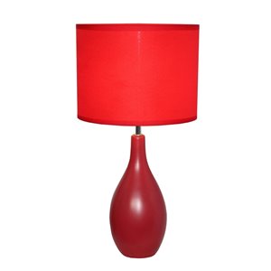 Simple Designs Oval Bowling Pin Base Ceramic Table Lamp - Red - 18.11-in