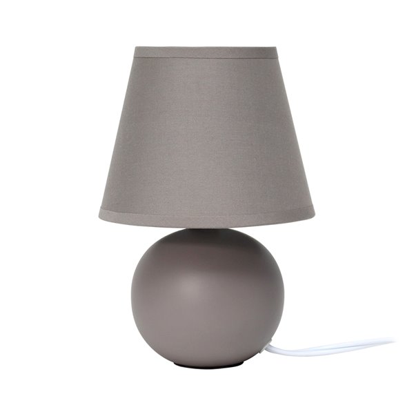 Mini lampe de table Simple Designs à globe en céramique Simple Designs, gris, 8,66 po