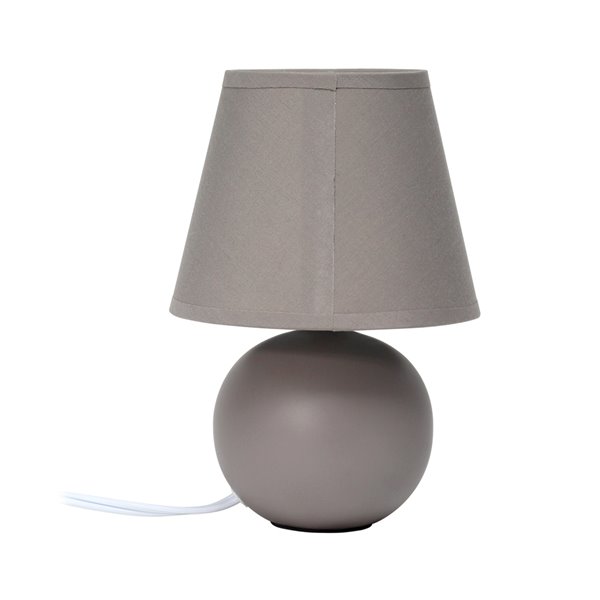 Mini lampe de table Simple Designs à globe en céramique Simple Designs, gris, 8,66 po