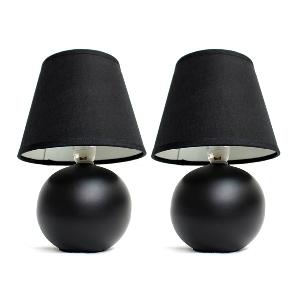 Simple DesignsMini Ceramic Globe Table Lamp Black - Set of 2