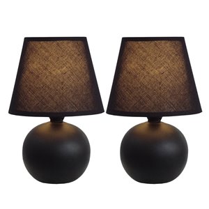 Simple DesignsMini Ceramic Globe Table Lamp Black - Set of 2