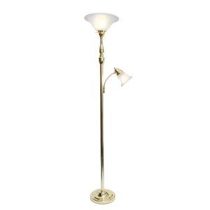 Lampe sur pied Elegant Designs à 2 lumières, verre en marbre blanc et or, 71 po