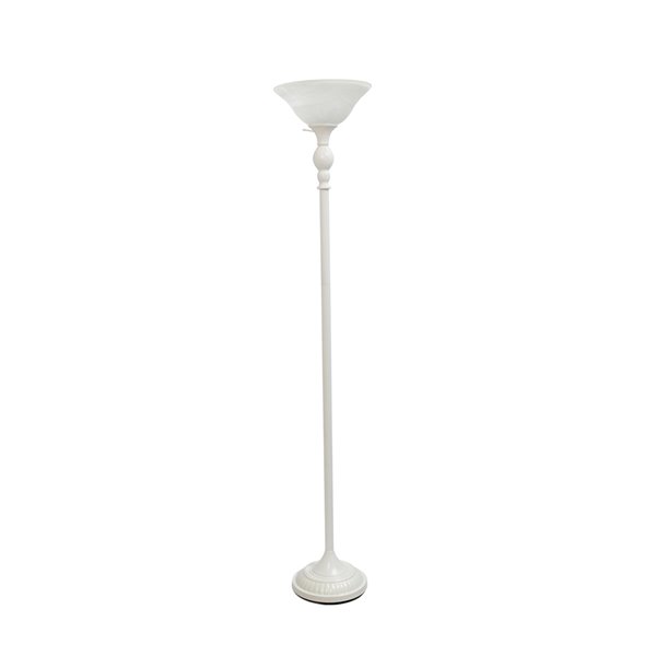 Elegant Designs 1 Light Torchiere Floor Lamp with Marbleized White Glass Shade - 71-in