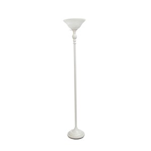 Lampe torchère Elegant Designs avec abat-jour en verre blanc marbré, 71 po