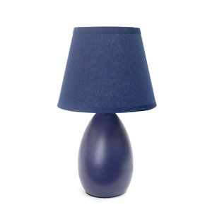 Simple Designs Mini Egg Oval Ceramic Table Lamp - Blue - 9.45-in