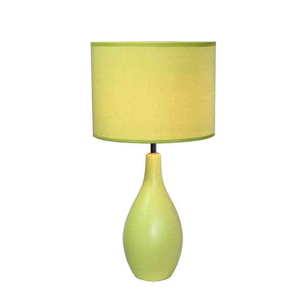 Simple Designs Oval Bowling Pin Base Ceramic Table Lamp - Green - 18.11-in