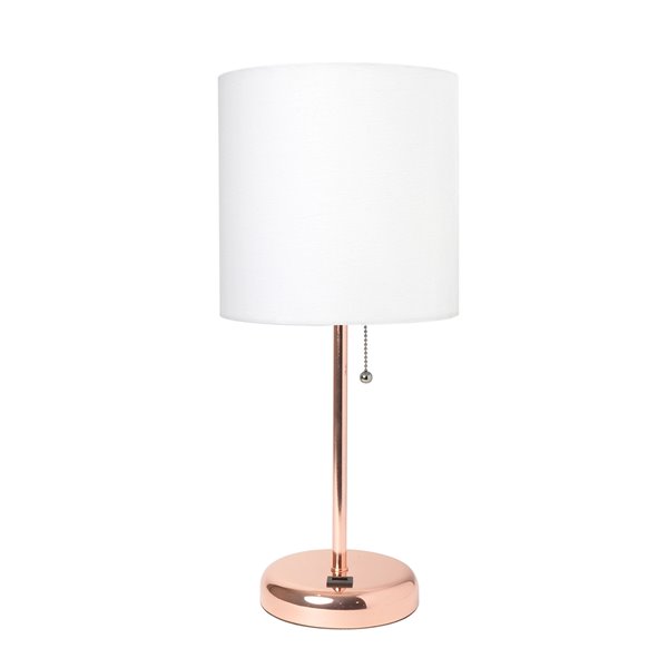 Limelights Rose Gold Stick Lamp With, Pink And Rose Gold Table Lamp
