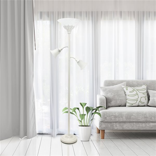 Lampe de plancher Elegant Designs à 3 lumières avec abat-jour en verre, 71 po