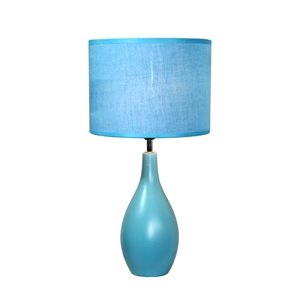 Simple Designs Oval Bowling Pin Base Ceramic Table Lamp - Blue - 18.11-in