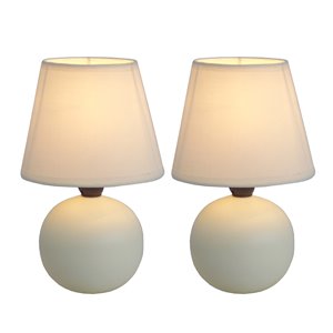 Simple DesignsMini Ceramic Globe Table Lamp in White - Set of 2