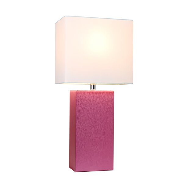Elegant Designs Modern Leather Table Lamp with White Fabric Shade - Hot ...