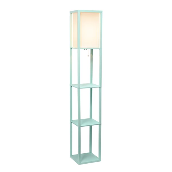 Simple Designs Floor Lamp Etagere Organizer Storage Shelf with Linen Shade