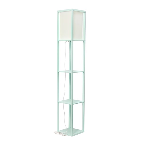 Simple Designs Floor Lamp Etagere Organizer Storage Shelf with Linen Shade