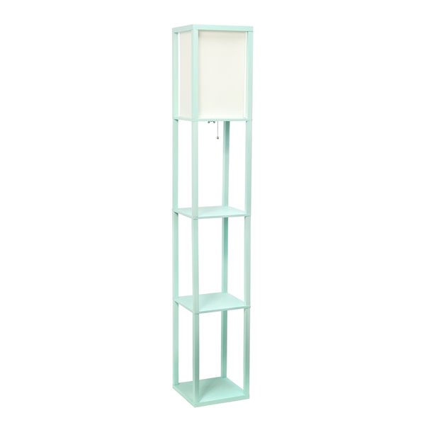 Simple Designs Floor Lamp Etagere Organizer Storage Shelf with Linen Shade