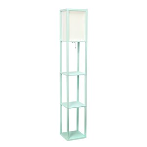 Simple Designs Floor Lamp Etagere Organizer Storage Shelf with Linen Shade