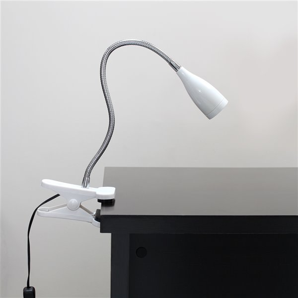 Lampe de bureau LimeLights flexible à col de cygne et clip DEL, blanche, 18  po LD2005-WHT