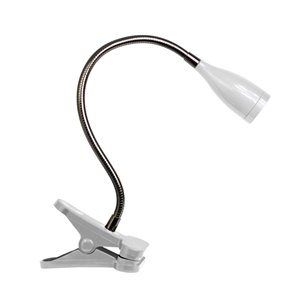 LimeLights Flexible Gooseneck LED Clip Light Desk Lamp - White - 18-in