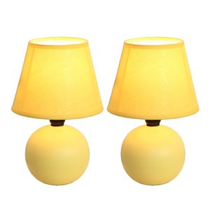 Simple Designs Mini Ceramic Globe Table Lamp Yellow - Set of 2