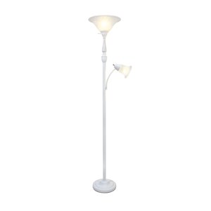 Lampe sur pied Elegant Designs à 2 lumières avec verre en marbre blanc, 71 po