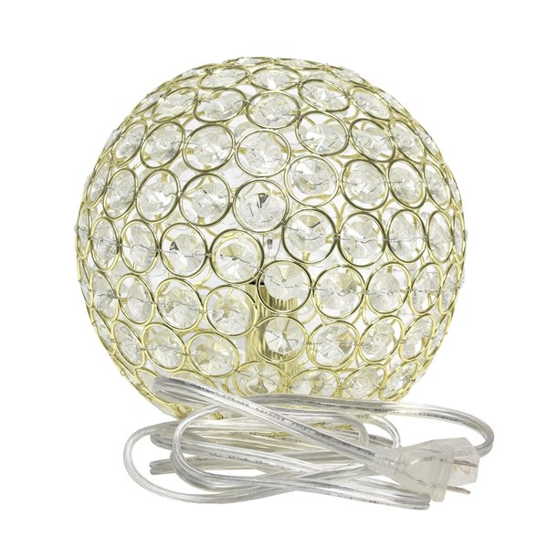 Elegant Designs Elipse 8 Inch Crystal Ball Sequin Table Lamp - Gold - 8-in