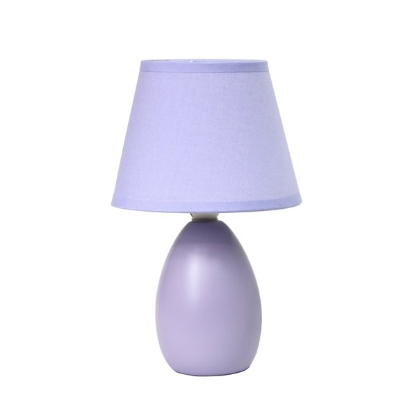 Lampe de table Simple Designs en céramique LimeLights ovale, violet, 9,45 po