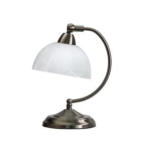 Lampe de bureau banquier Elegant Design avec base de contrôle à gradateur tactile, acier brossé et blanc, 13 po