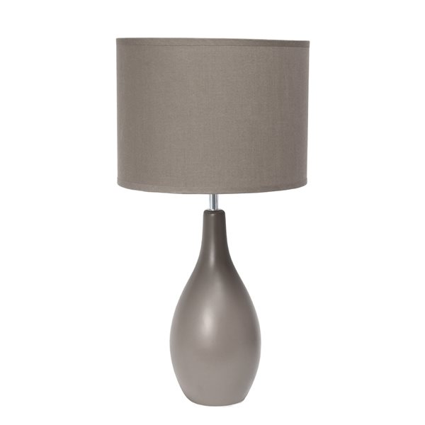 Lampe de table Simple Designs en céramique à base de quilles ovales, gris, 18,11 po