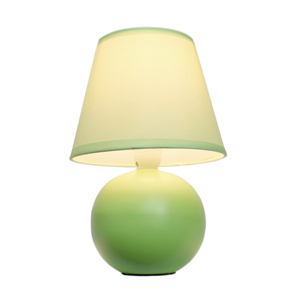 Simple Designs Mini Ceramic Globe Table Lamp - Green - 8.66-in