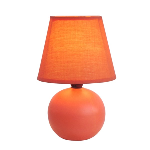 Simple Designs Mini Ceramic Globe Table Lamp - Orange - 8.66-in