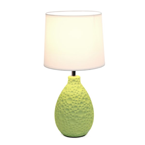 Lampe de table Simple Designs ovale en céramique de stuc texturé à motifs simples, vert et blanc, 14,17 po